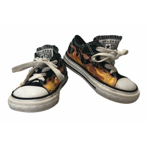Converse One Star Sneaker Infant Toddler 5 Chuck Taylors Orange Flames Low Top - Picture 1 of 11
